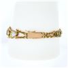 Image 3 : Vintage 14k TT Gold Cabochon Gold Quartz & Diamond Bezel Set Chain Link Bracelet