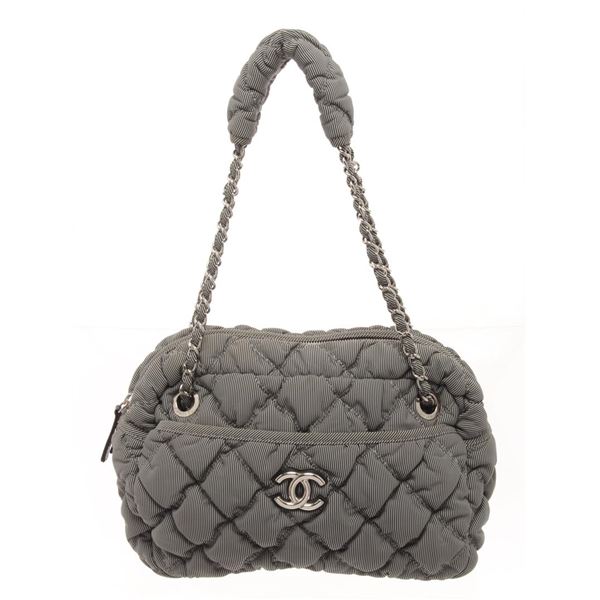 Chanel Gray Fabric X Nylon Bubble Shoulder Bag