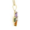 Image 3 : Vintage 18K Yellow Gold Amethyst Blue Topaz Garnet Green Stone Pendant Necklace