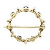 Image 3 : Antique Art Nouveau 14k Gold GIA Montana Sapphire & Pearl Wreath Enhancer Brooch