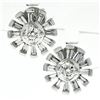 Image 1 : New Unique 18k White Gold 1.02 ctw Round & Baguette Snowflake Post Stud Earrings