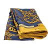 Image 5 : Hermes Blue and Golden Silk Les Clefs Scarf