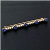 Image 3 : Antique 14k Gold 1.50 ctw Old Cut Montana Sapphire & Seed Pearl Bar Brooch Pin