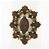 Image 1 : Vintage 14K Yellow Gold Marquise Prong Garnet Open Spray Flower Cocktail Ring