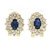 Image 1 : Estate 18k Yellow Gold 2.70 ctw Oval Sapphire Diamond Double Tiered Halo Earring
