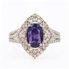Image 1 : 1.81 ctw UNHEATED Purple Sapphire and 0.77 ctw Diamond Platinum Ring (GIA CERTIF