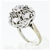 Image 9 : Vintage 14k White Gold 0.39 ctw Old Diamond Round Puffed Dome Bombe Platter Ring
