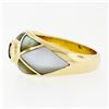 Image 6 : 18K Yellow Gold .33 ctw Diamond Mosaic Inlaid Mother of Pearl Domed Wide Band Ri