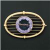 Image 2 : Antique Victorian 18k Yellow Gold Music Strings Brooch Lavender Purple Amethyst