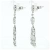 Image 4 : Elegant 18k White Gold 1.35 ctw Diamond Chandelier Milgrain Drop Dangle Earrings