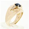 Image 9 : 18k Yellow Gold 0.87 ctw Oval Sapphire & Round Diamond Polished Wide Band Ring