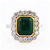 Image 2 : 3.58 ctw Emerald and 0.87 ctw Diamond 18K Yellow and White Gold Ring