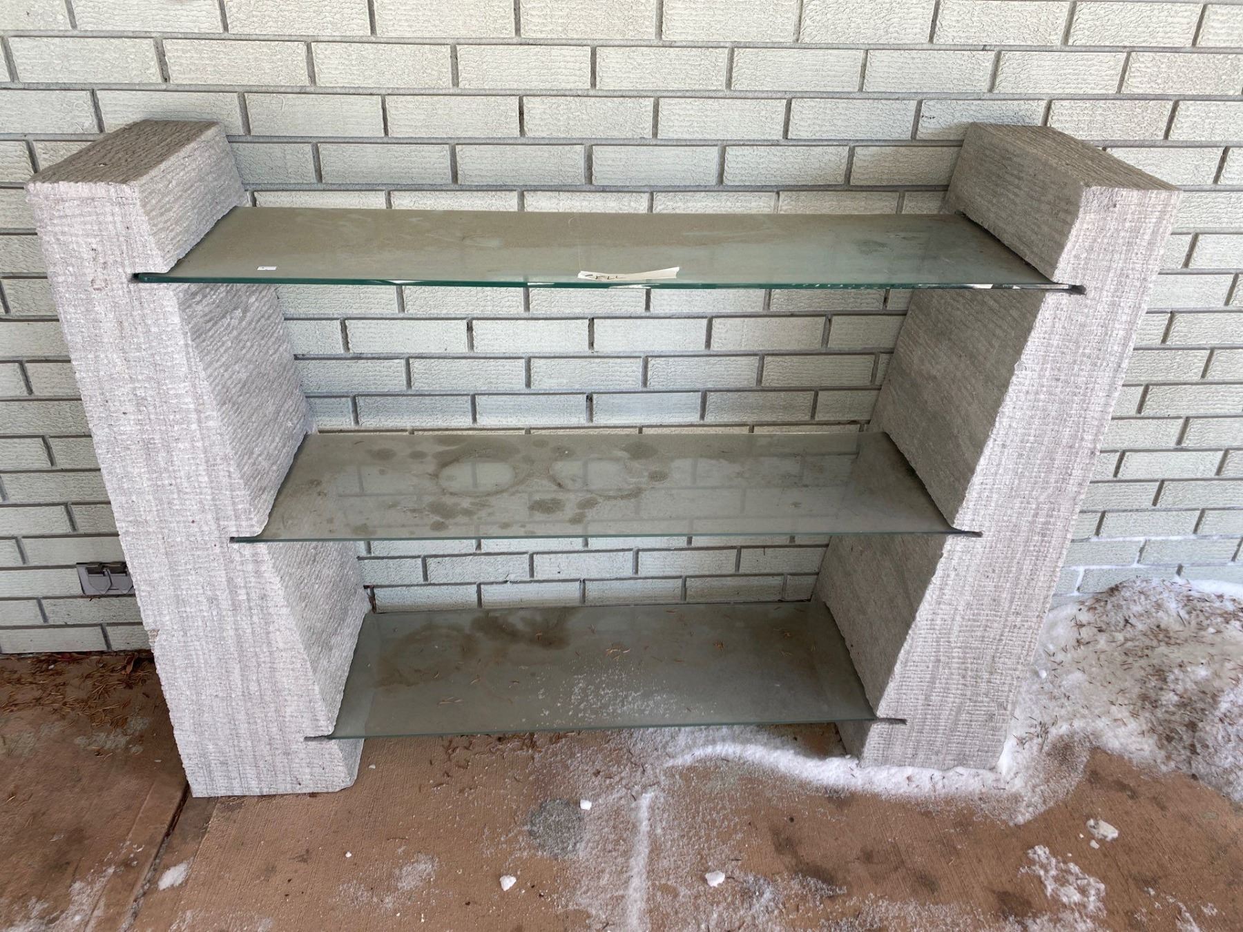 Concrete Storage Racks Concrete Shelving Unit With Glass Shelves 53L x 14W x 40 - Beck ...
