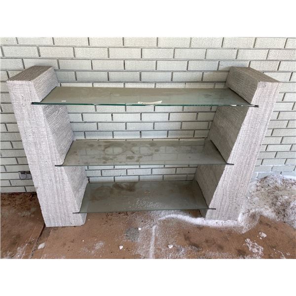 Concrete Shelving Unit With Glass Shelves 53L x 14W x 40