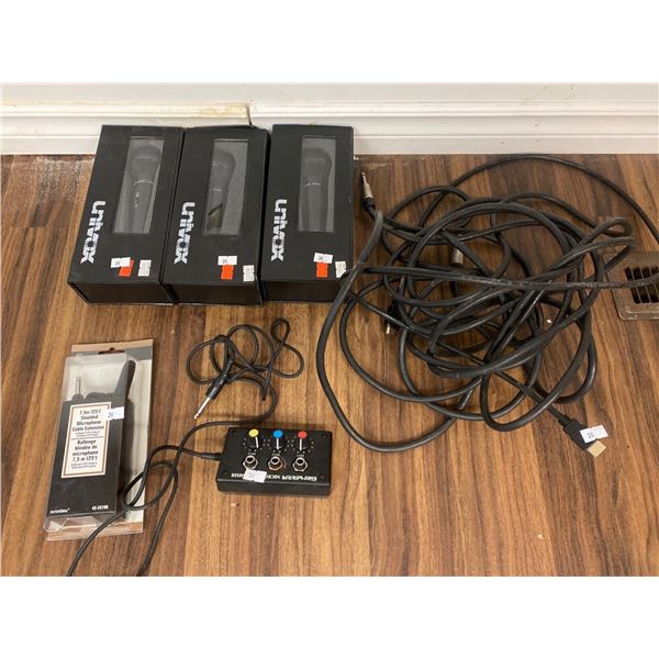 3 Univox Microphones In Boxes With Accessories