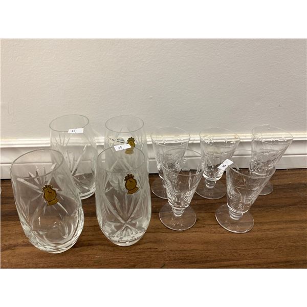 Two Sets Of Matching Crystal Glasses