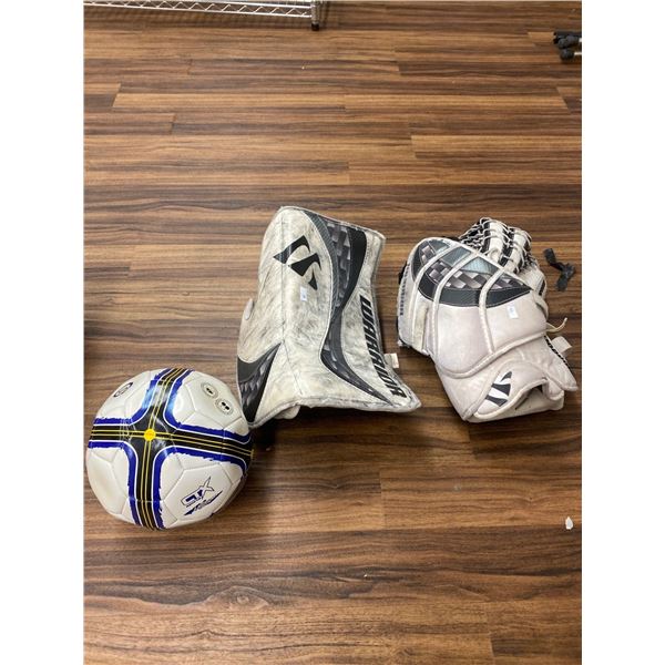 Set Of Warrior Hockey Pads And Soccer Ball