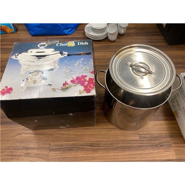 Chaffing Dish Brand New In Box And Large Metal Stockpot With Lid