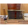 Image 1 : Metal Fireplace Curtain With Fire Place Tool Set