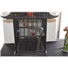 Image 4 : LARGE PAGODA STYLE CHINESE BIRD CAGE W/BIRD FEEDERS & DRAGON HANDLES (35")