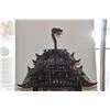 Image 5 : LARGE PAGODA STYLE CHINESE BIRD CAGE W/BIRD FEEDERS & DRAGON HANDLES (35")