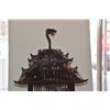 Image 8 : LARGE PAGODA STYLE CHINESE BIRD CAGE W/BIRD FEEDERS & DRAGON HANDLES (35")