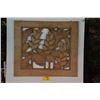 Image 1 : CARVED WOOD PANEL W/HELICONIA MOTIF (39 1/4" X 34 1/2")