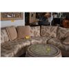 Image 1 : SECTIONAL SOFA, BEIGE LEAF MOTIF (3 SECTIONS)