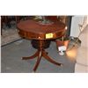 Image 1 : 32" MAHOGANY & LEATHER DRUM TABLE W/2 DRAWERS