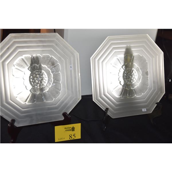 ARCHITECTURAL GLASS PANELS W/FLORAL MOTIF (4 PCS) (DOES NOT INCLUDE STANDS)