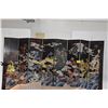 Image 1 : 8 PANEL CHINESE COROMANDEL FOLDING SCREEN W/DRAGON  MOTIF, BIRDS & FLOWERS ON REVERSE SIDE (128" X 8