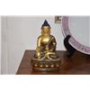 Image 2 : BRASS/BRONZE SEATED BUDDHA FIGURE, "BHUMISPARSHA MUDRA" (6" X 9")