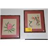 Image 1 : FRAMED EMBROIDERIES, BIRD & FLOWERS, CHINA (13 3/4" X 15 3/4" (2 PCS)