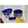 Image 1 : SERVING BOWLS W/COBALT GLASS INSERTS (3 PCS)