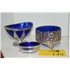 Image 2 : SERVING BOWLS W/COBALT GLASS INSERTS (3 PCS)