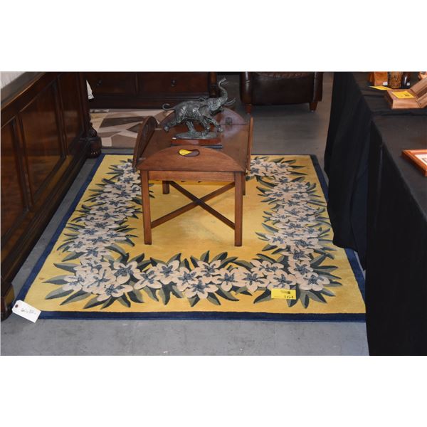 YELLOW/BLUE/GREEN FLORAL RUG (60" X 82")