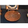 Image 2 : KOA FRAMED WALL MIRROR W/DRIED FLOWER LEI & CARVED WOOD PEDESTAL BOWL (2 PCS)