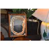 Image 3 : KOA FRAMED WALL MIRROR W/DRIED FLOWER LEI & CARVED WOOD PEDESTAL BOWL (2 PCS)