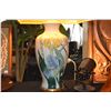 Image 2 : TABLE LAMPS W/CRACKLE GLAZE & FLORAL MOTIF; SIGNED (PAIR) (DOES NOT INCLUDE SHADES)