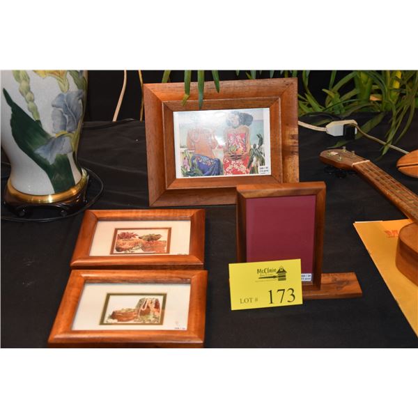 4 KOA PICTURE FRAMES (3 W/PRINTS) (4 PCS)