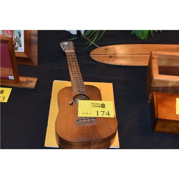 KOA UKULELE, "PONO", SOPRANO (NEEDS REPAIR) & MERRIE MONARCH BOOK (2 PCS)