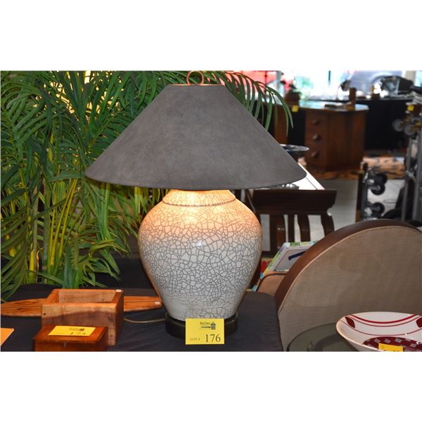 TABLE LAMP W/CRACKLE GLAZE & SHADE