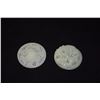 Image 2 : ROUND NEPHRITE CARVINGS: CHILDREN & DRAGON/FUNGUS MOTIF (2 1/8") (2 PCS)