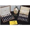 Image 1 : STERLING DEMITASSE SPOONS IN ORIGINAL BOXES & MOTHER OF PEARL SHELL SPOON HOLDER (13 PCS)