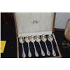 Image 2 : STERLING DEMITASSE SPOONS IN ORIGINAL BOXES & MOTHER OF PEARL SHELL SPOON HOLDER (13 PCS)