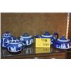 Image 1 : COLLECTION OF ANTIQUE WEDGWOOD BLUE & WHITE JASPERWARE TEAPOTS & SUGAR BOWLS (5 PCS)