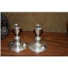 Image 2 : ANTIQUE GLASS DECANTER W/SILVER OVERLAY & STERLING CANDLE HOLDERS (3 PCS)