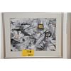 Image 1 : FRAMED PASTEL ABSTRACT, "THE HISTORY OF PINEAPPLE" BY KURODA (20 1/4" X 16 1/2")