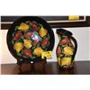 Image 1 : MYSTIC MUD STUDIO BOWL & PITCHER W/HARVEST PEAR MOTIF (2 PCS) (DOES NOT INCLUDE STAND)