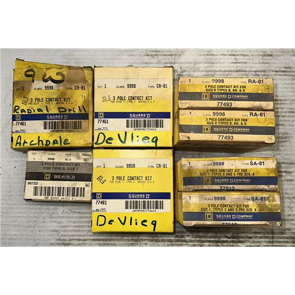 Lot of (8) Assorted Square D 3 Pole Contact Kits